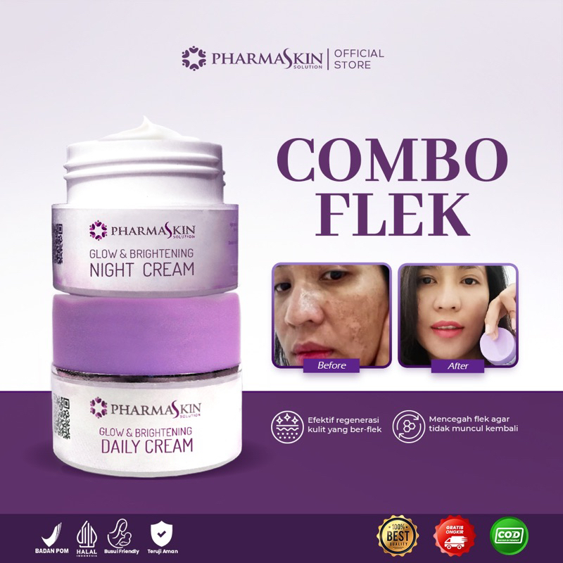 Skincare Flek Hitam Membandel / Pharmaskin Solution / Cream Siang Malam Flek