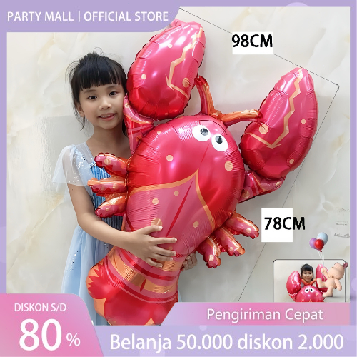 Balon Foil Lobster Jumbo Hewan Laut / Balon Binatang Lobster Jumbo