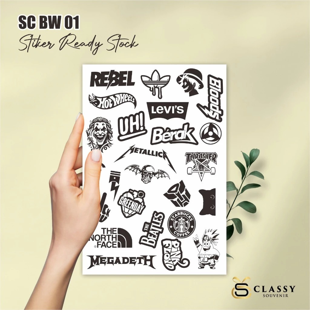 

STIKER VINYL PUTIH MURAH - STIKER CASE MOTIF TAHAN AIR - STIKER BRAND READY STOK SC BW 01