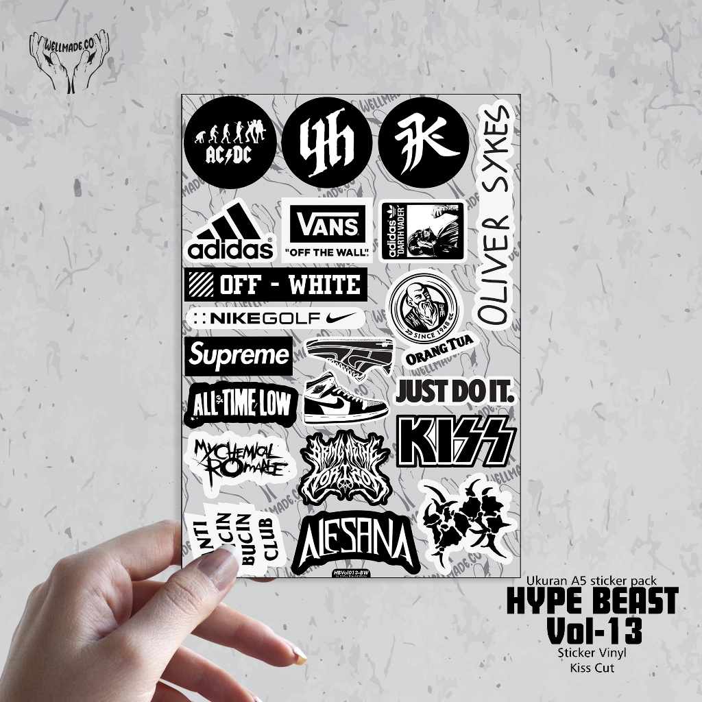 

Sticker Pack HYPE BEAST Tumblr Helm Laptop VOL13 BLACK AND WHITE