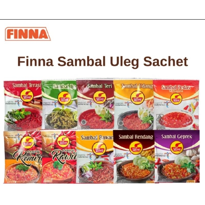 

Finna Sambal uleg sachet 18gr x 10 sachet (1 renceng 10 sachet)