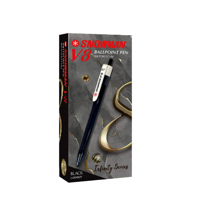 

BOLPEN 1 PACK - BALLPOINT 1 PACK - HITAM - SNOWMAN V8 - 1 PACK ISI 12 - BOLPEN MURAH MERIAH