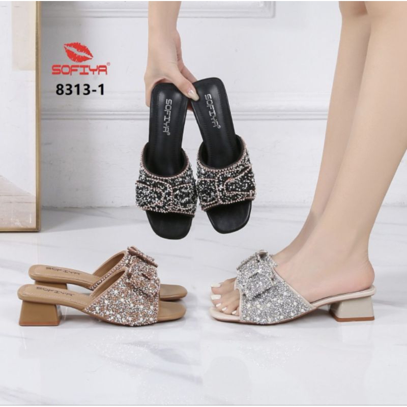 SOFIYA ORI 8313 1 SANDAL WANITA IMPORT HAK 5CM / SENDAL FULL BLING BLING / SANDAL PESTA HAK TAHU