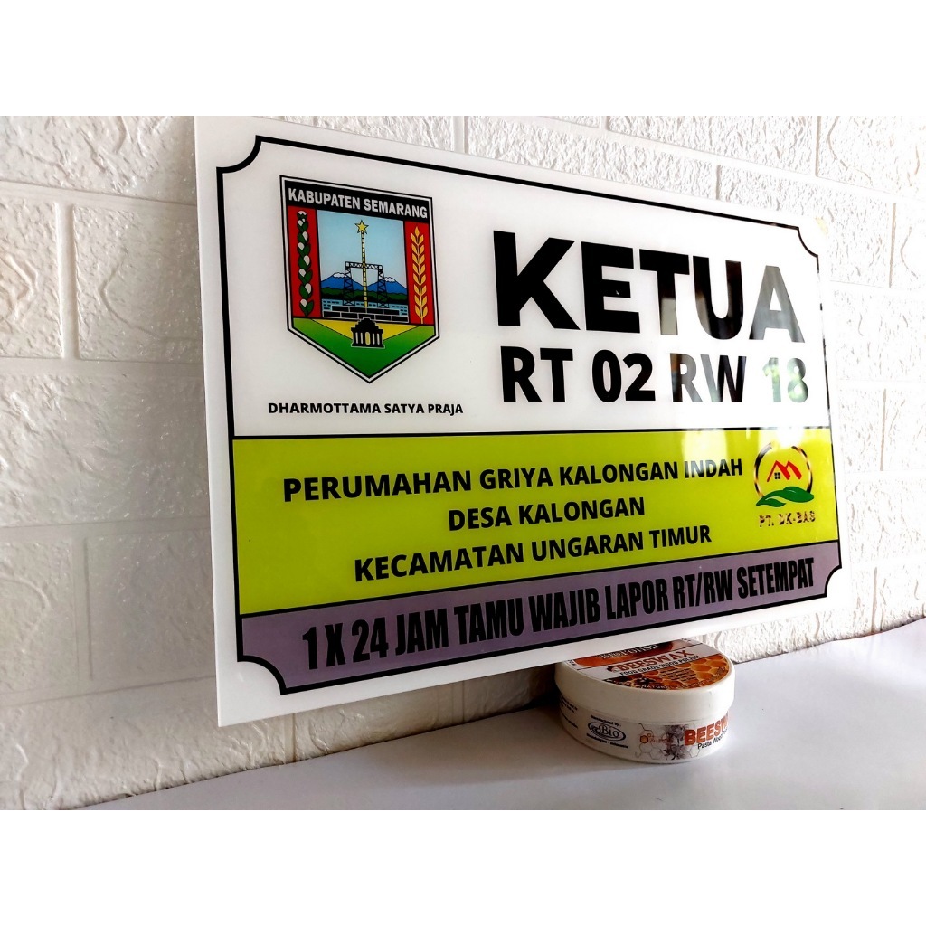 

Papan Nama Ketua RT RW Bahan Acrilyc Tahan lama Free Design