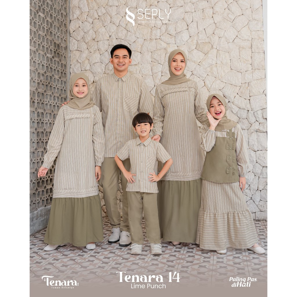 SEPLY SARIMBIT KELUARGA TENARA 14 LIME PUNCH GAMIS IBU KOKO AYAH ANAK MATERIAL SIRAJ ROOSEY WILLONA 