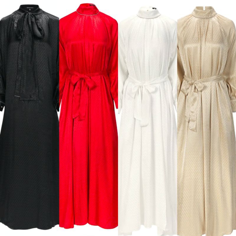 BUTTONSCARVES CLAUDIA MONOGRAM DRESS & CLAUDIA MONOGRAM PLEATED DRESS