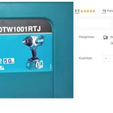 

MAKITA DTW 1001 Cordless Impact Wrench 3/4" Buka Baut Baterai DTW1001