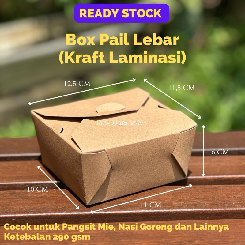 

Box Pail Lebar Kraft Cokelat Laminasi Ketebalan 290gsm | Dus Makanan Takeaway Coklat Bahan Kertas Dus Food Pail Lebar