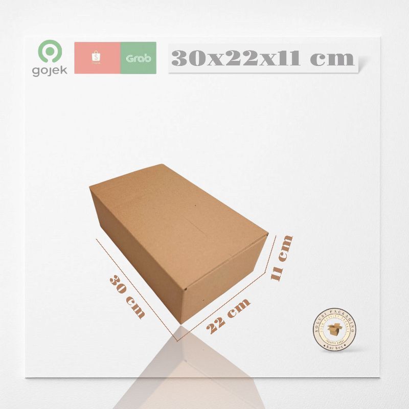 

kardus ukuran 30x22x11 cm box singel wall polos ST