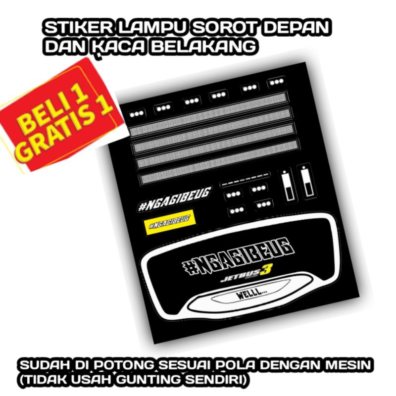 ( KODE 026 )STIKER MINIATUR BUS HEADLAMP LAMPU SOROT KELAP KELIP ANTI AIR