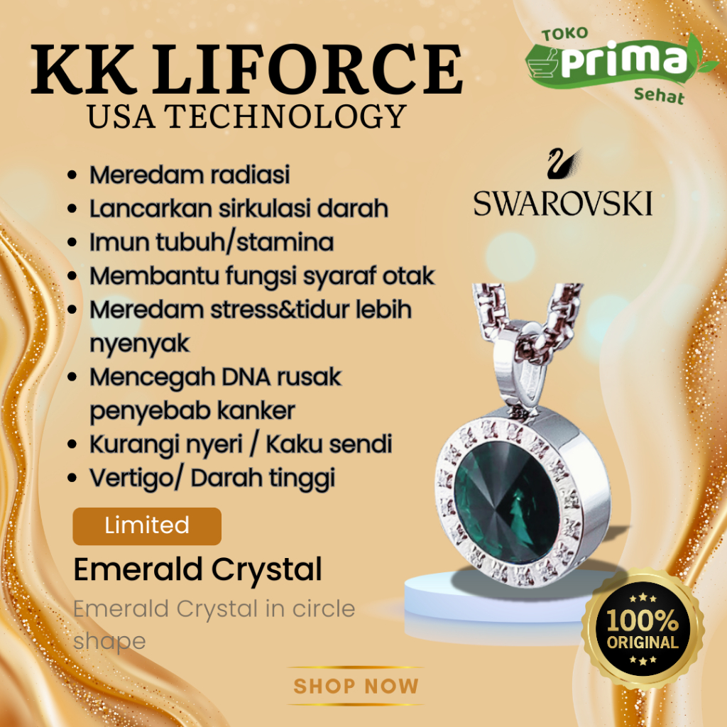 Kalung Kesehatan Anti Radiasi KK Liforce Asli Model Crystal Swaroski, Kalung Para Influencer
