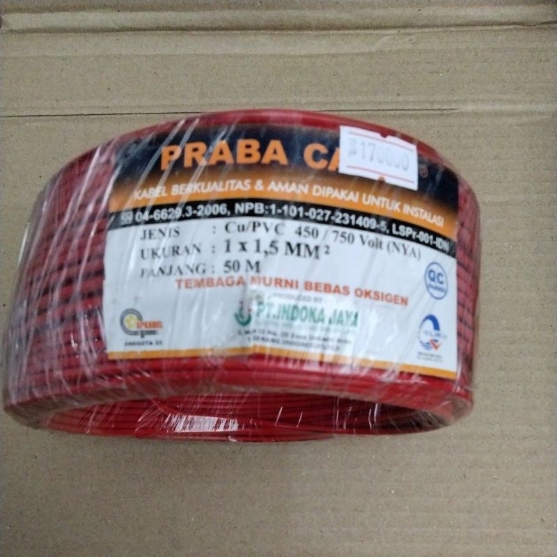 Kabel Praba Listrik NYA 1.5 50M / Kabel Praba 1x1.5mmx50meter