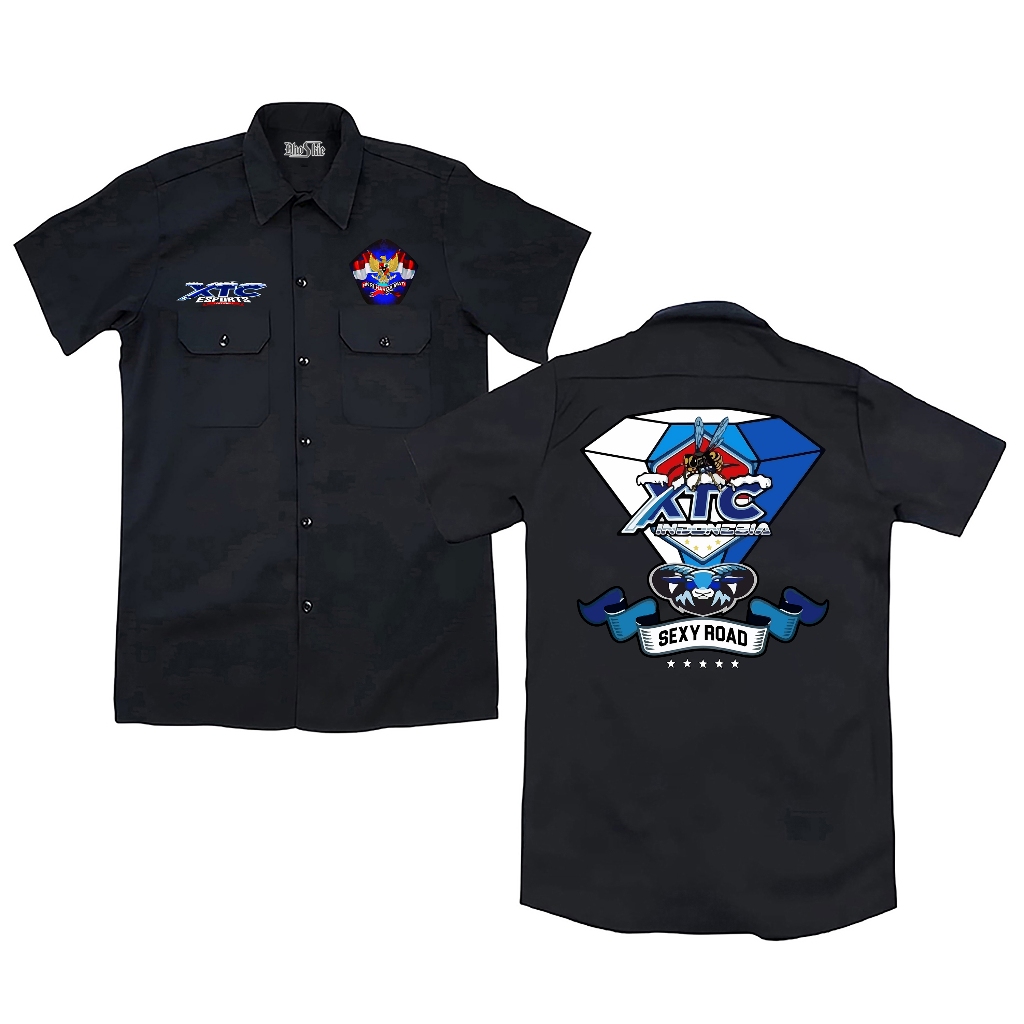 Dhoskie  Worktshirt XTC Sexy Road Vintage  | Kemeja  Lengan Pendek  Unisex | Kemeja Kerja Hitam