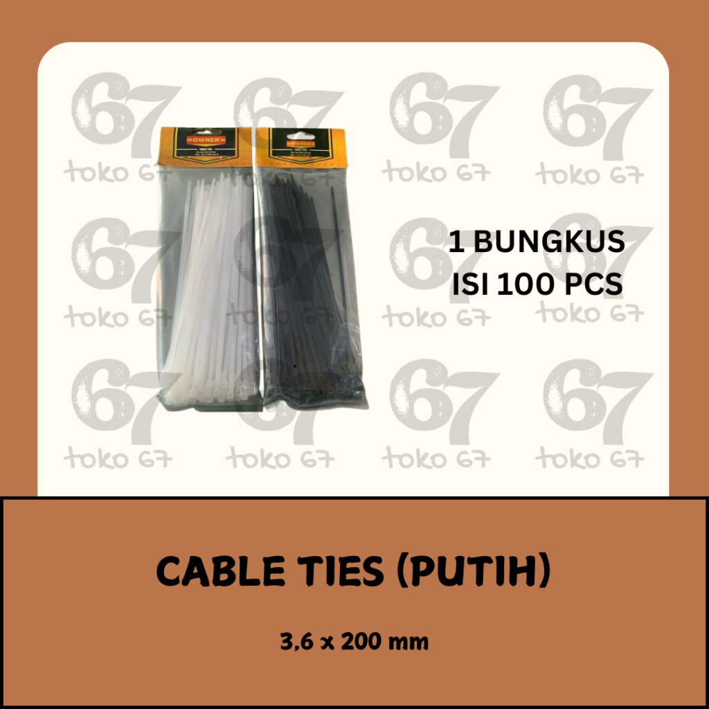 

OWNER CABLE TIES KABEL TIS TEBAL PUTIH 3,6 X 200 MM (PANJANG 20 CM)
