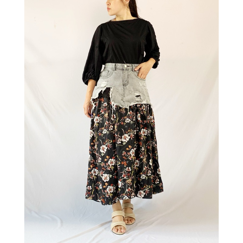 REWoRK Vintage Jeans Two Tone Skirt