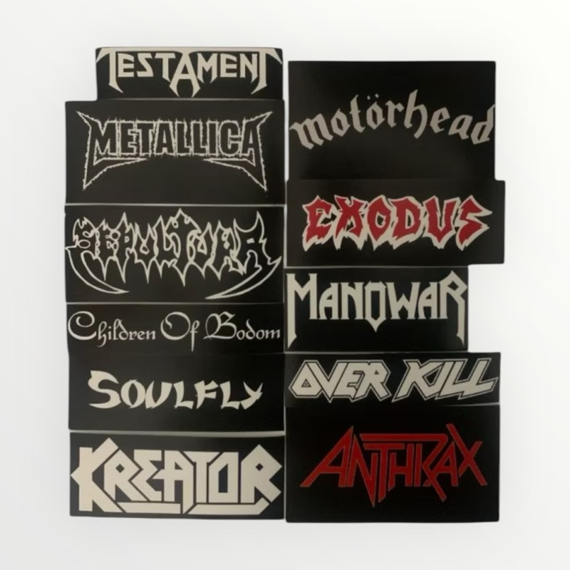 Sticker Pack Band Metal (Exodus, Motorhead, Antrax, Sepultura, Soulfly, Kreator, Metallica, dll)