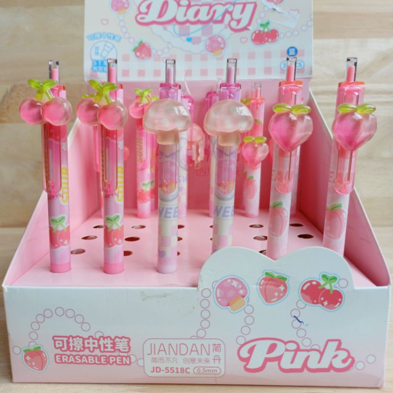

Pulpen hapus 2798K2 Pink diary TINTA BIRU buah peach cherry jamur