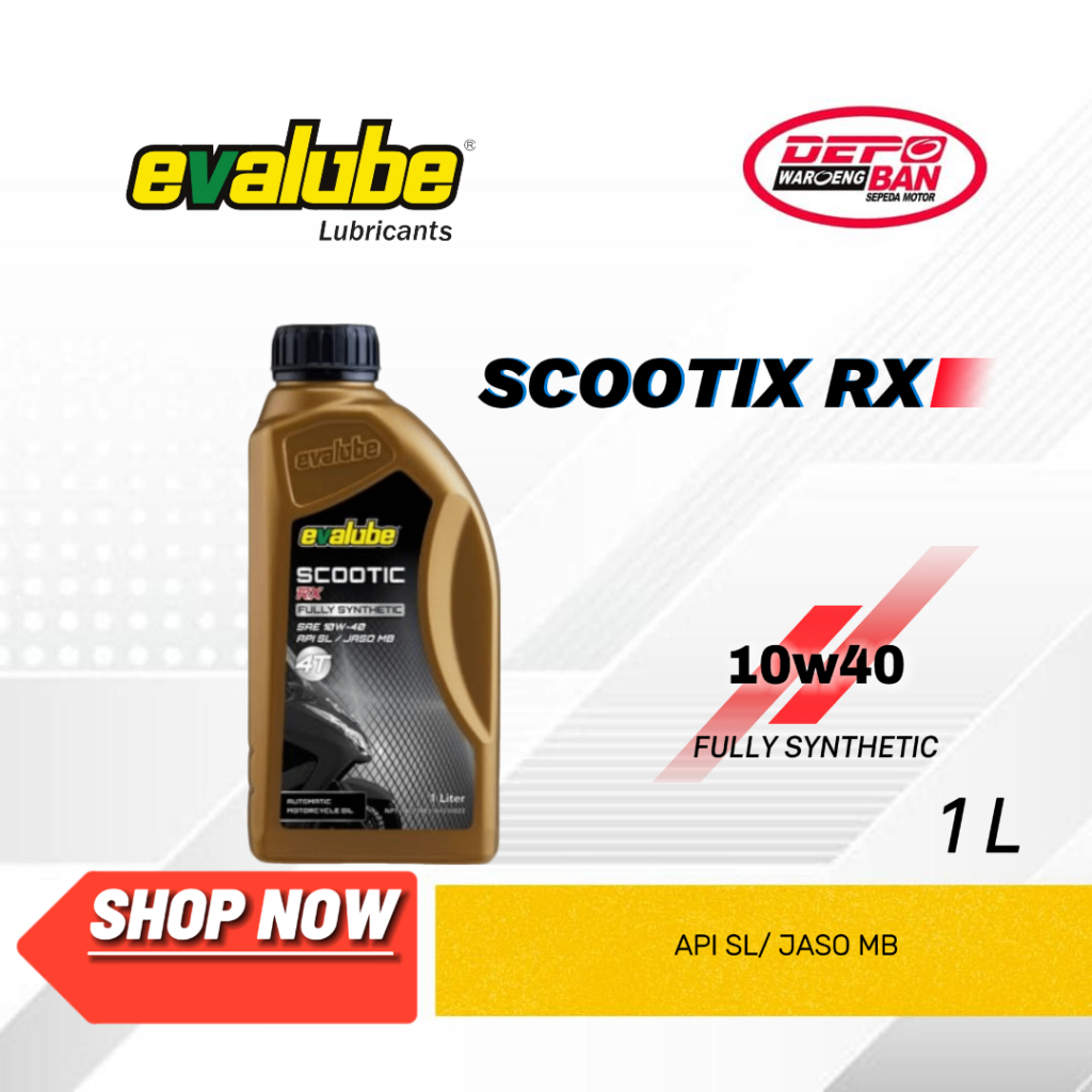 OLI 1L RX SCOOTIC 10W40 EVALUBE 100% DIJAMIN ORIGINAL