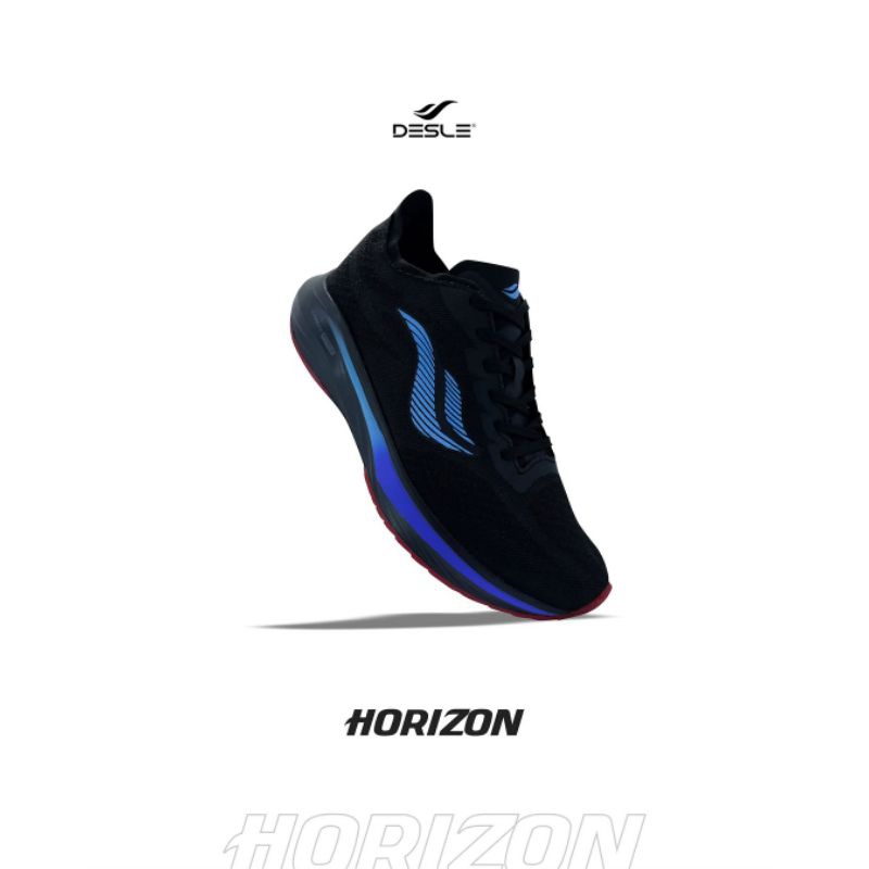 DESLE SEPATU RUNNING HORIZON HITAM/BIRU