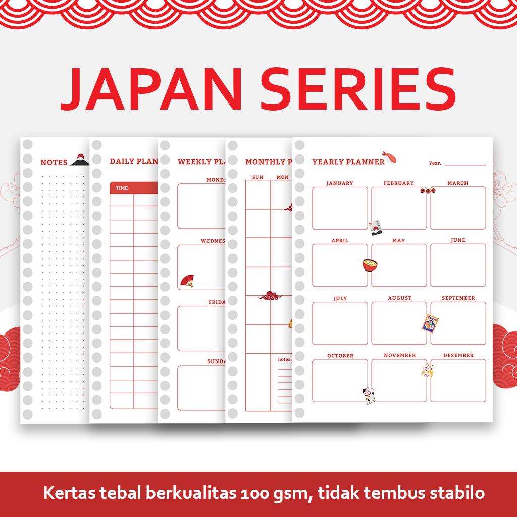 

JAPAN SERIES - Loose leaf binder A5 B5 Tebal Binder Dot Blank Garis Kotak Titik Polos Lucu Paperbell