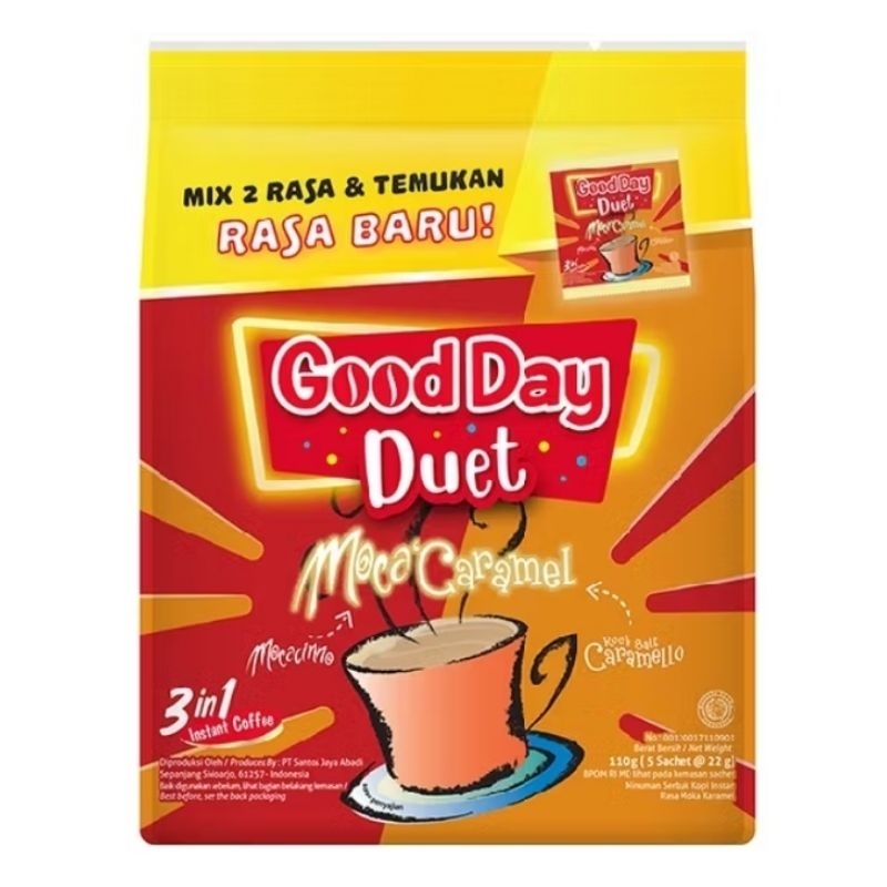 

GOOD DAY DUET MOCCA CARAMEL DAN CHOCONUT ISI 5