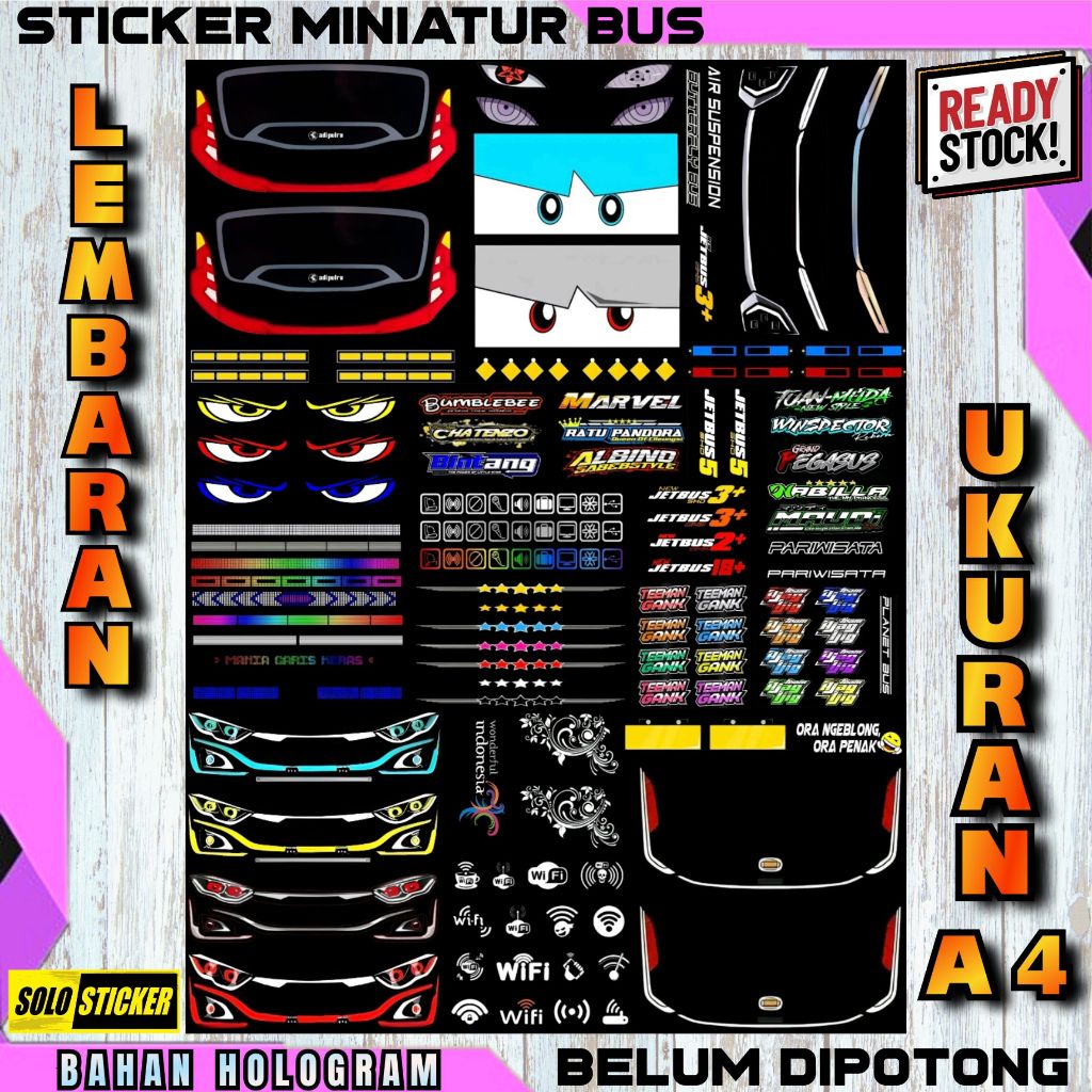 

Paket Stiker Miniatur Bus Sticker Variasi Miniatur Bus Plastik Bahan Hologram Ukuran A4
