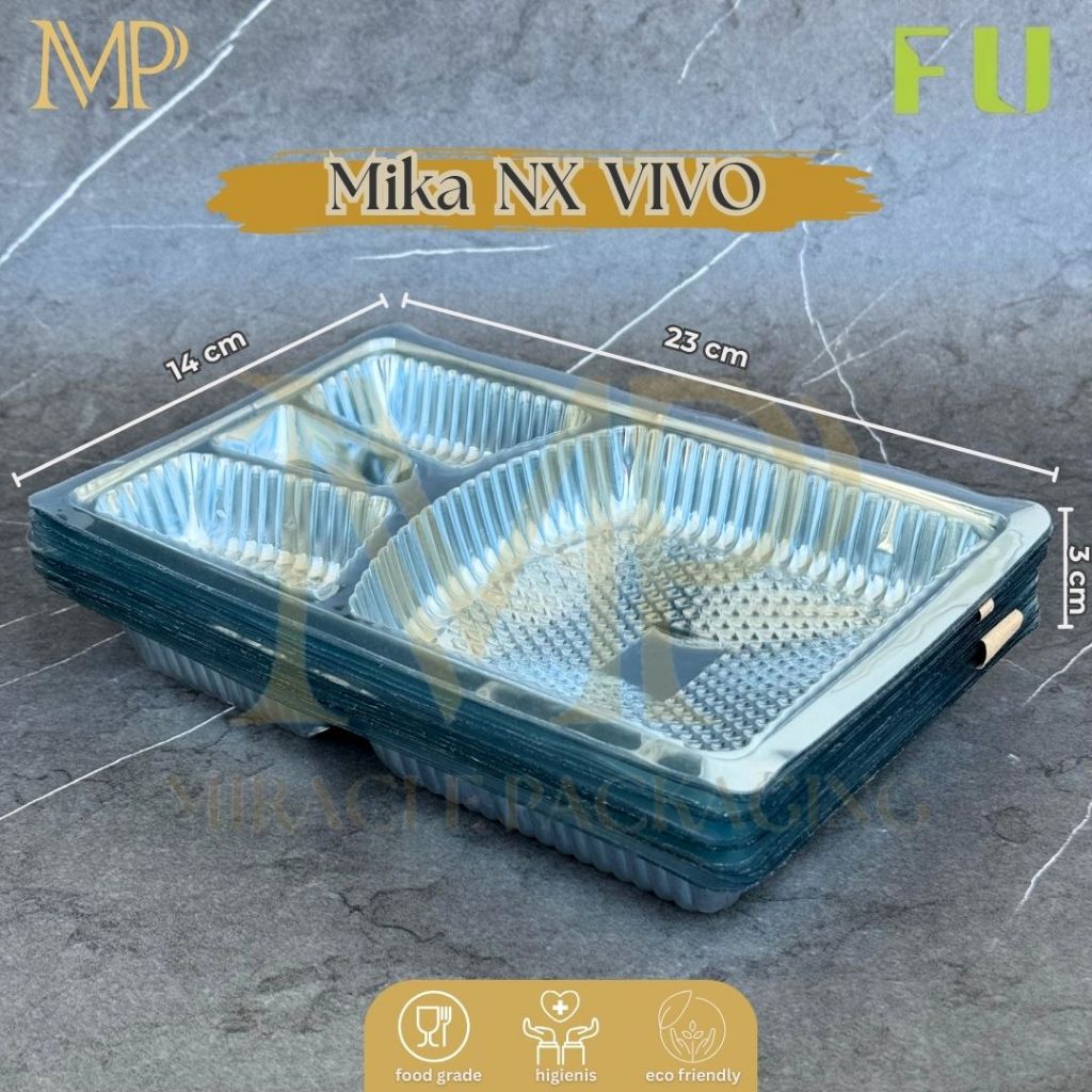 Mika NX VIVO / Mika Sekat 4 NX Telur / Mika Lauk Persegi Panjang Sekat 4 100 pcs