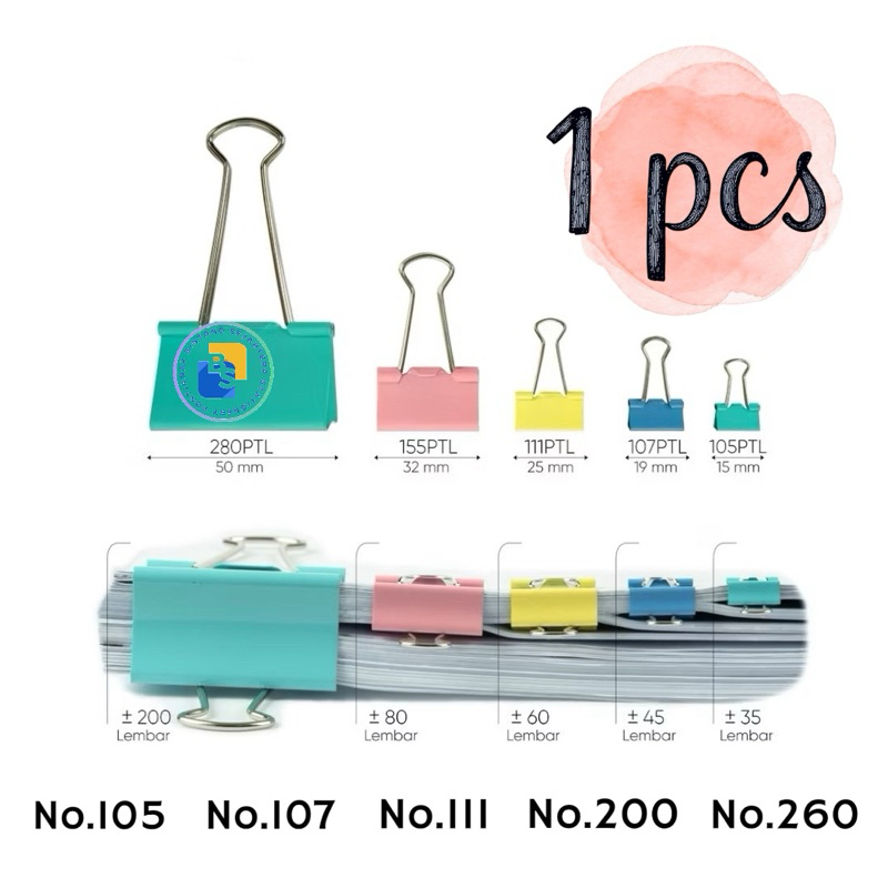

1 Pcs - Binder Clip Klip Penjepit Kertas Pastel