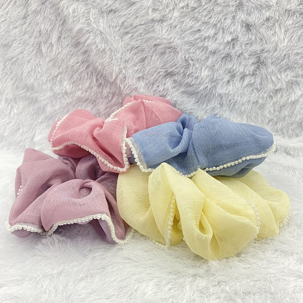 Ikat Rambut Wanita Tile Besar Manik Woman Hairtie Hairband Hair tie Glitter Pearl