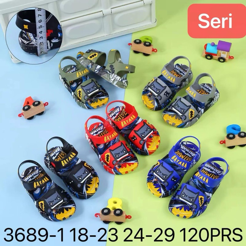 Sandal Anak Cowok Bayik Mini Kecil Batman Anti Slip Karet Awet Nyaman Ringan 3689-1