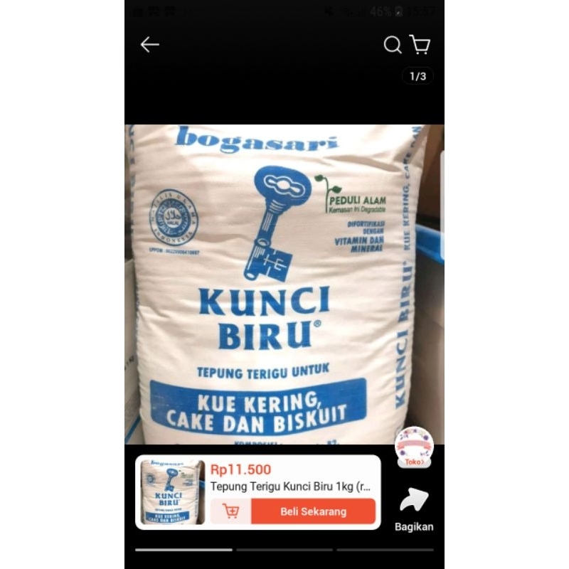 

Tepung Terigu Kunci Biru 1kg (repack) EKSPEDISI