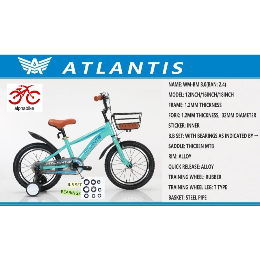 SEPEDA ANAK LAKI PEREMPUAN BMX ATLANTIS WM BM 8.0 12 16 18 INCH