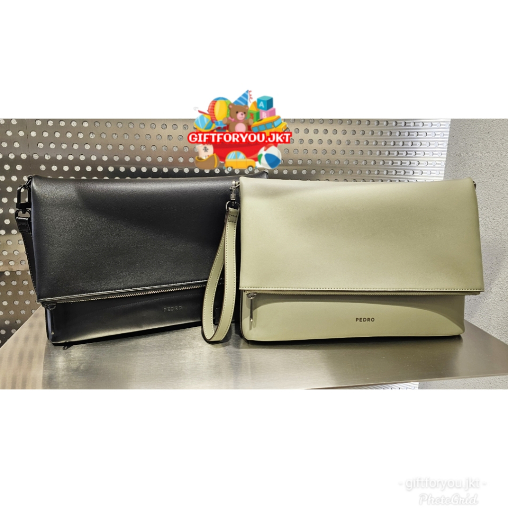 Pedro Tas Portofolio Dua Arah Light Olive Black Fashion Pria Laki-laki Cowok Man Bag Selempang Cross