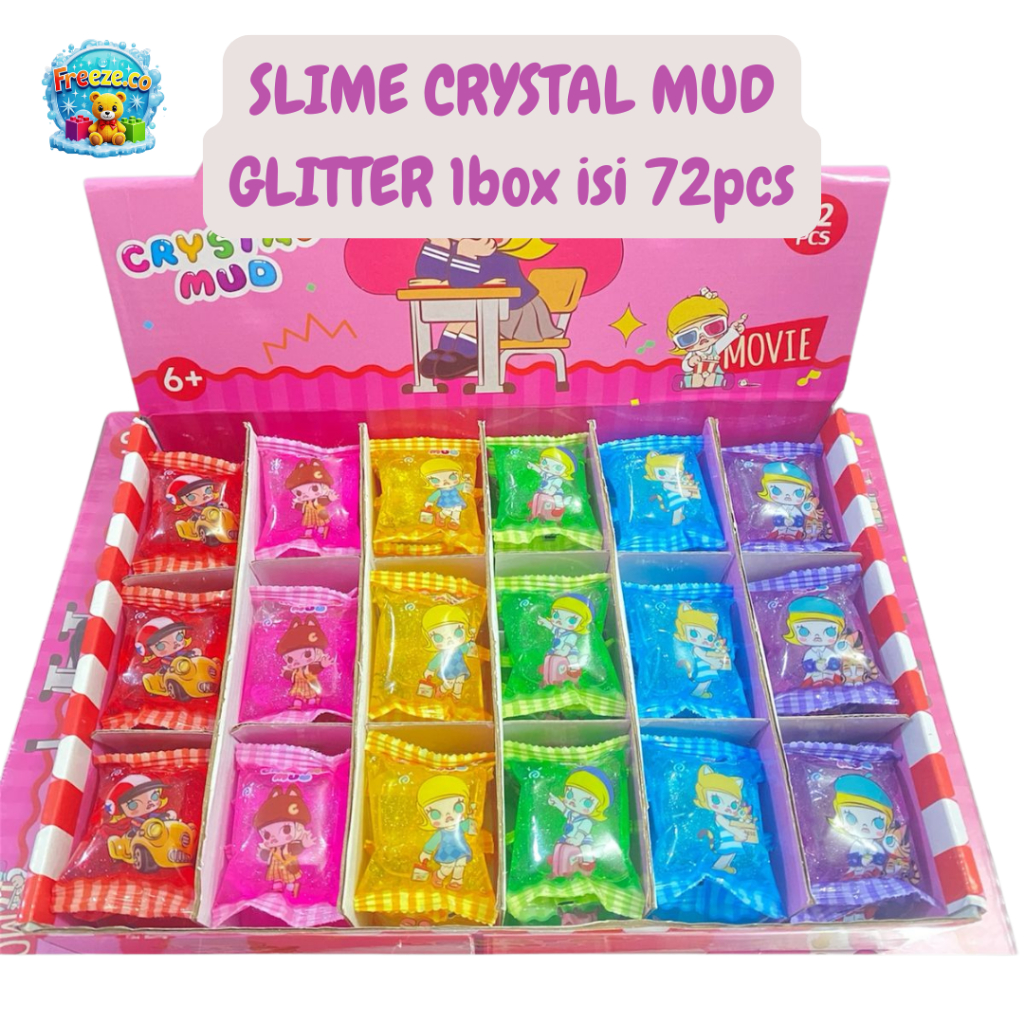 Slime Crystal Mud Glitter 1 box Isi 72pcs Slime Bantal Slime Bantal Mainan Anak