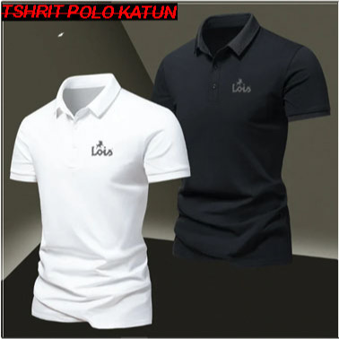 Lois Polo Shirt Katun Putih Lengan Pendek Pria Dewasa