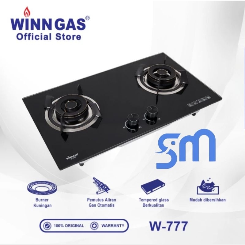 Kompor Gas Tanam Winn Gas W-777 2 tungku Kaca Winngas W777