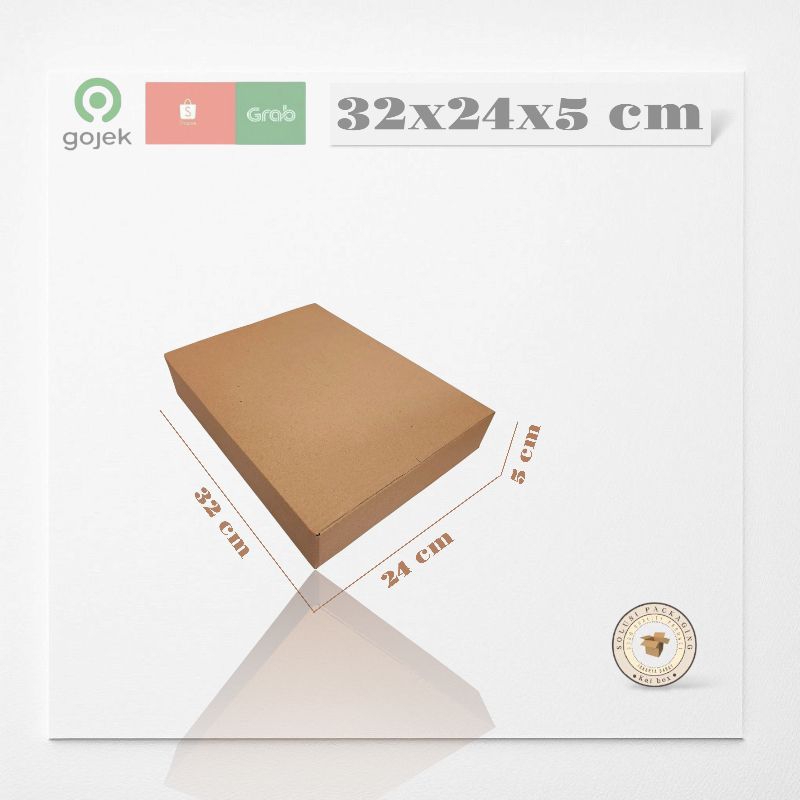 

kardus ukuran 32x24x5 cm box singel wall polos ST