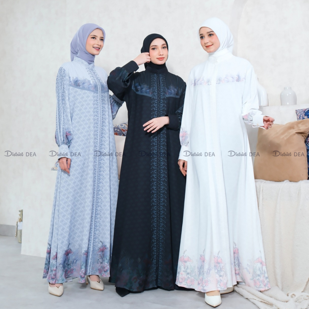 DISTRICT DEA - Deyana Bloom Dress - printing dress - gamis printing - High quality - silk dress - si