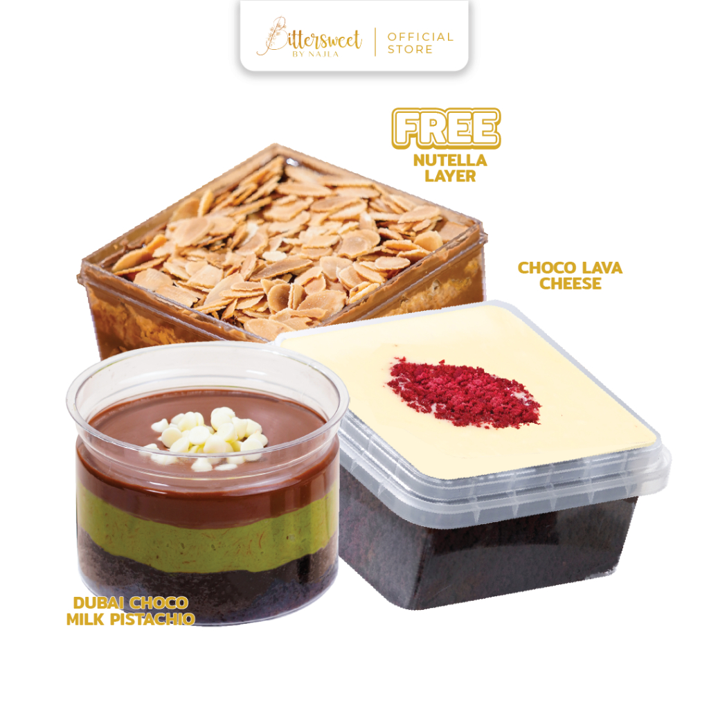 

( FREE Nutella Layer ) Dubai Choco Brownies Choco Milk + Choco Lava Cheese