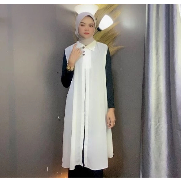 Outer Kardigan Wanita Tanpa Lengan Bahan Ceruty Wanita Panjang Muslim Polos Jumbo Kekinian
