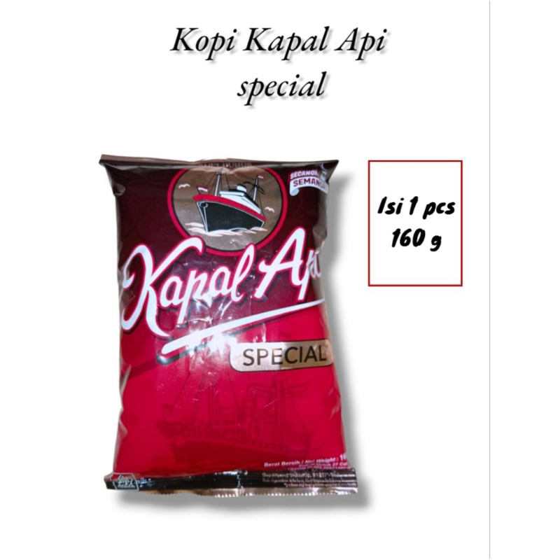 

Kopi Kapal Api spesial tanpa gula kemasan besar 1 pcs × 160 gr [HARGA 1 PCS] kopi tanpa gula / kopi hitam.