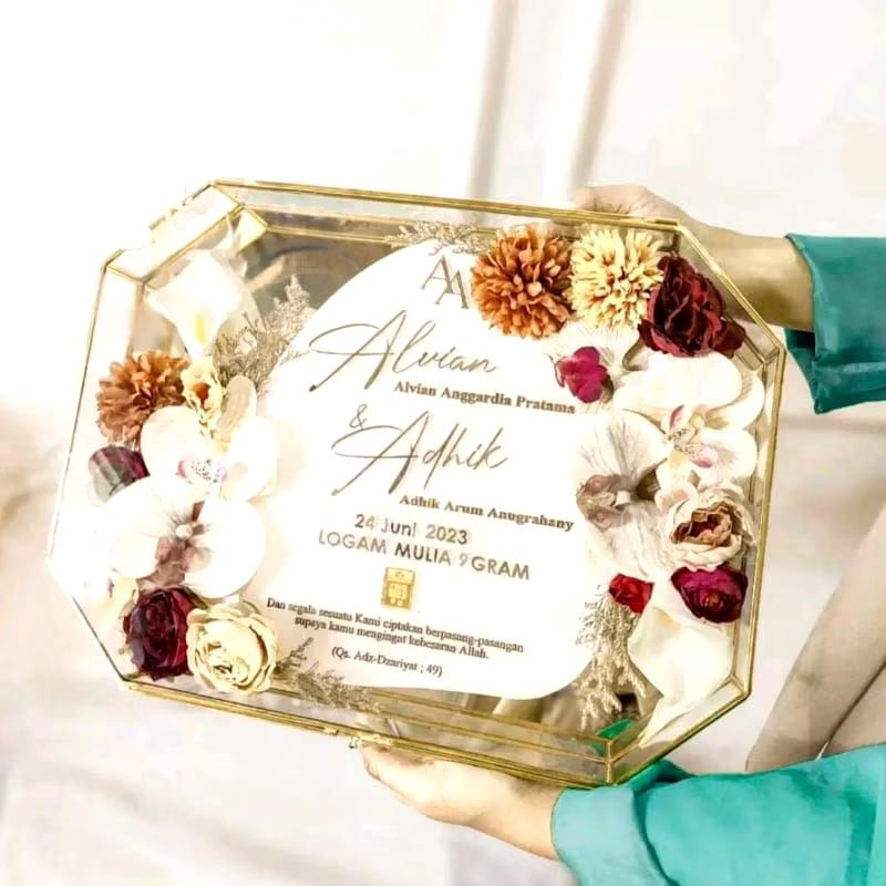 frame mahar oftagon/box mahar pernikahan/box seserahan terarium