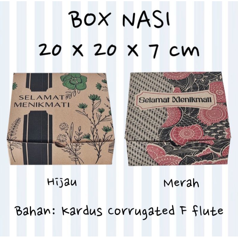 

(MIN ORDER 25 PCS) DUS CATERING 20x20x7 F FLUTE / BOX NASI / KOTAK TAKEAWAY