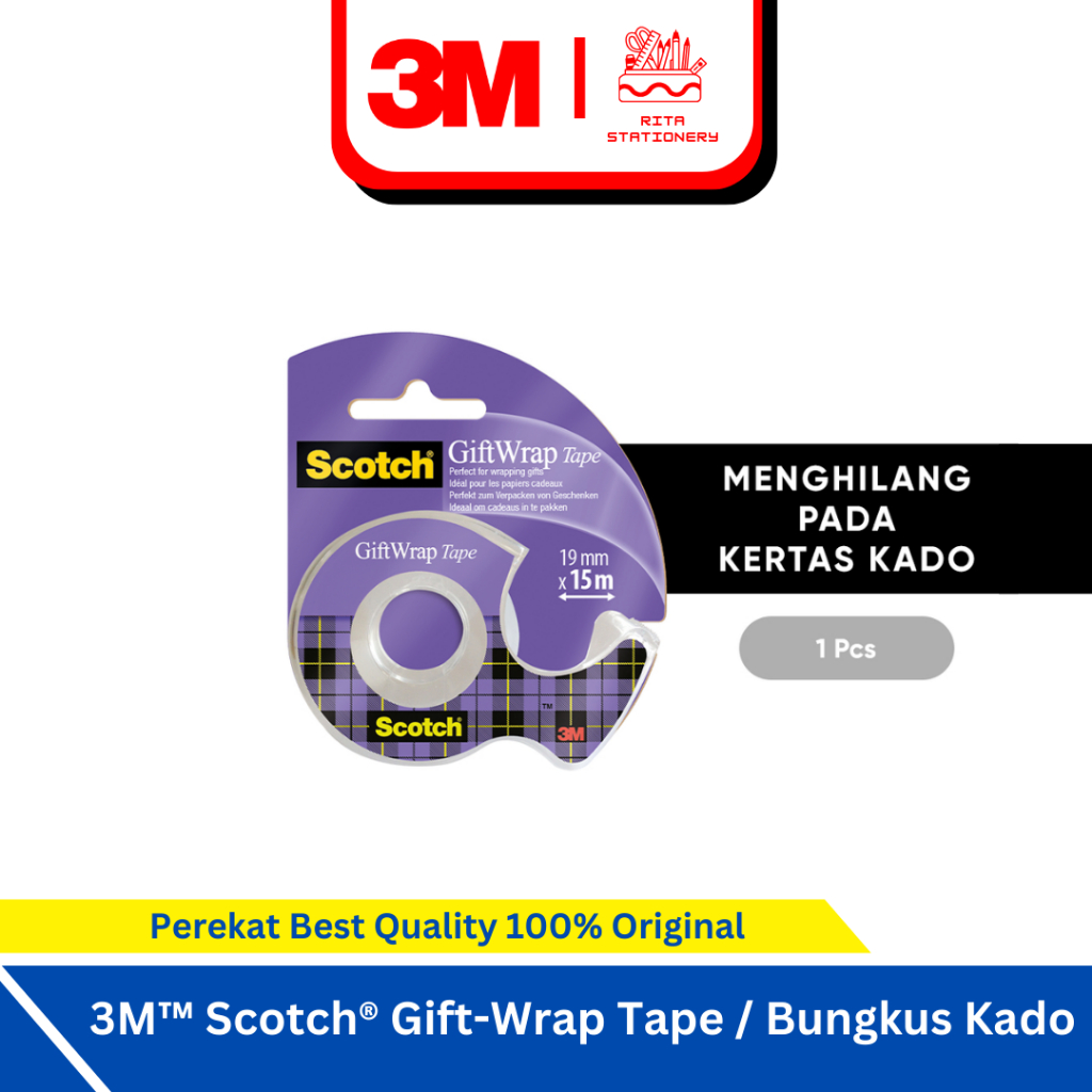 

3M Scotch Gift-Wrap Tape solasi Isolasi menghilang di bungkus kado - Satuan Premium Berkualitas