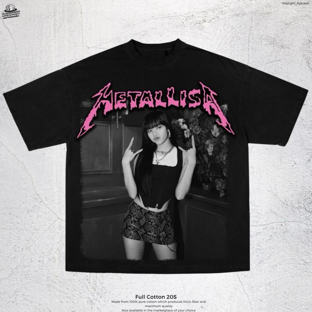 T-shirt Metallisa Monochrome Oversize, Kaos Band Distro katun  Metallica Kaos Hitam Putih