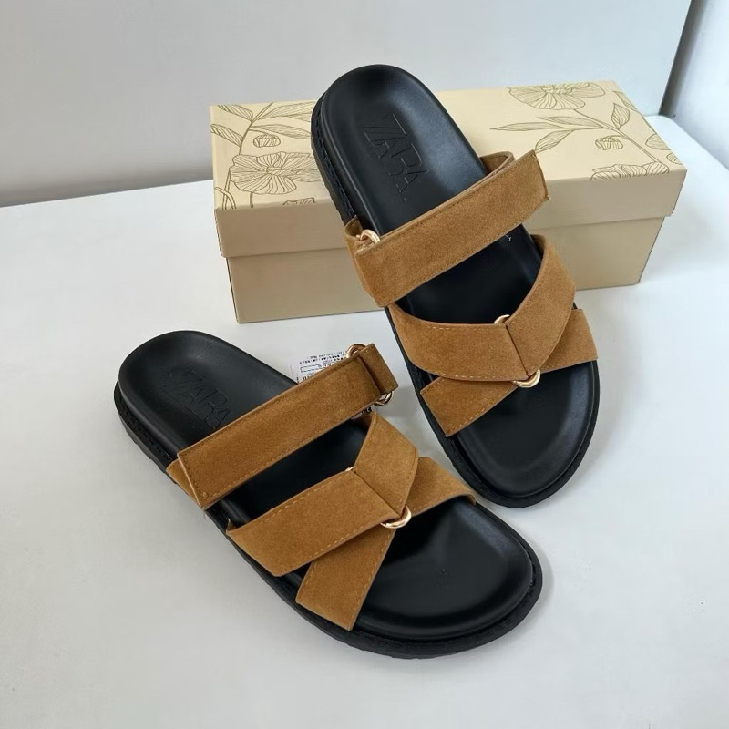 Strappy sandals brown by Zara high quality fashion shoes sandal tali wanita kantor kerja casual dail