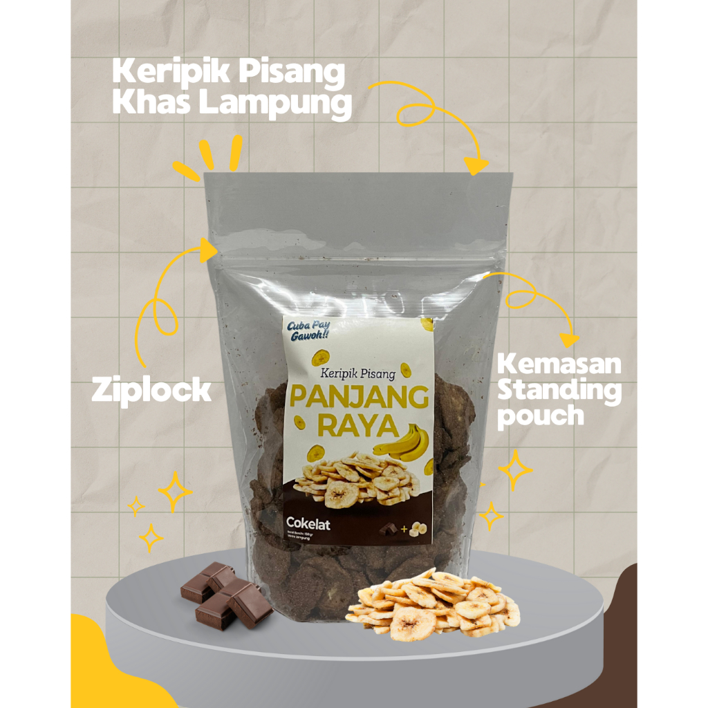 

Keripik Pisang Lampung Asli Rasa Coklat dan Original Asin Gurih Keju 250gram - Panjang Raya