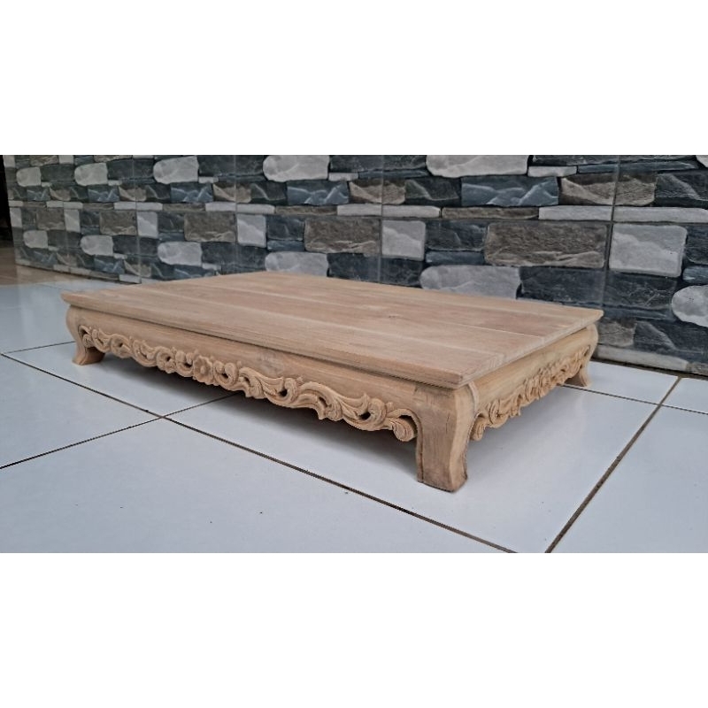 meja Bonsai Ukir Ceplok kayu jati asli jepara