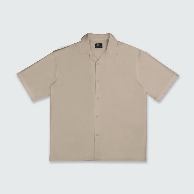 preloved kemeja pria open collar cut off ace cuban shirt khaki xl
