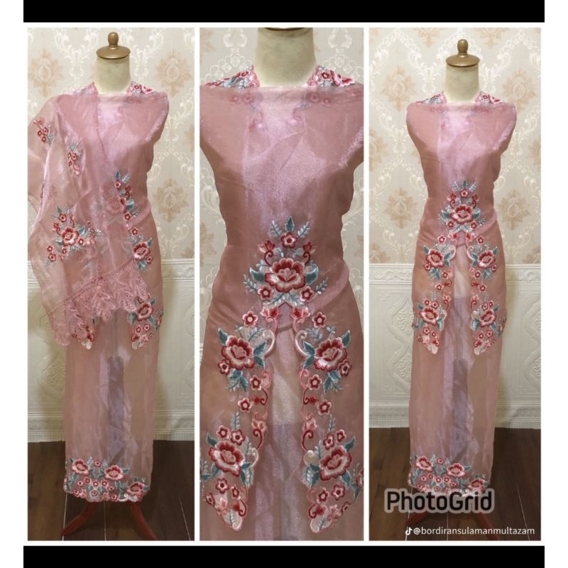 Bahan/ bakal baju kurung  motif suji bunga belah